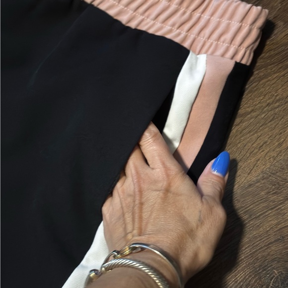 women’s Large Black Jogger Pants with Pink and White Stripes - Picture 3 of 6